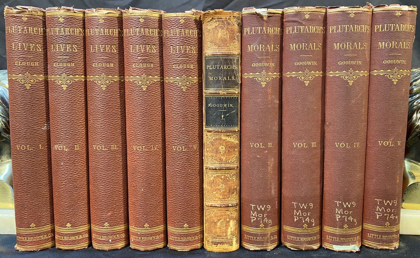PLUTARCHS LIVES, 1875 AND PLUTARCHS MORALS, 1870 – 10 VOLUMES (1 of 10)
