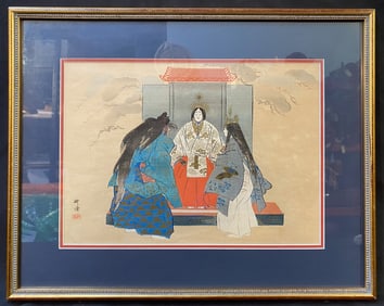 ANTIQUE JAPANESE WOODBLOCK PRINT BY TSUKIOKA KOGYO (1869-1927), 15.5IN x 19.5IN (39cm x 49cm)