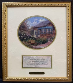 THOMAS KINKADE (1958-2012) LIMITED EDITION, LANDSCAPE PRINT WITH COA TITLED GARDENERS RETEAT, 14IN X