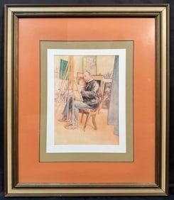 CARL LARSSON (1853-1919) LITHOGRAPH TITLED SELF PORTRAIT WITH BRITA, 23.5IN x 27.5IN (60cm x 70cm)