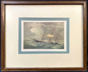JOHN AND FREDERICK TUDGAY (MID 19th CENTURY) NAUTICAL LITHOGRAPH TITLED UNITED STATES SAILING SHIP