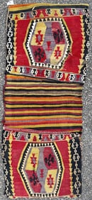 VINTAGE TRIBAL TURKEMAN HAND KNOTTED DOUBLE SADDLE BAG, 24IN x 60IN (61cm x 152cm)