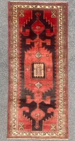 ANTIQUE PERSIAN HAMADAN HAND KNOTTED RUNNER, 4.3 x 9.8 (129cm x 295cm)