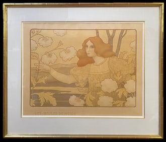 PAUL BERTHON (1875-1910) ORIGINAL LITHOGRAPH TITLED LES BOULES DE NEIGE, 23.5IN x 31.5IN (59.5cm x