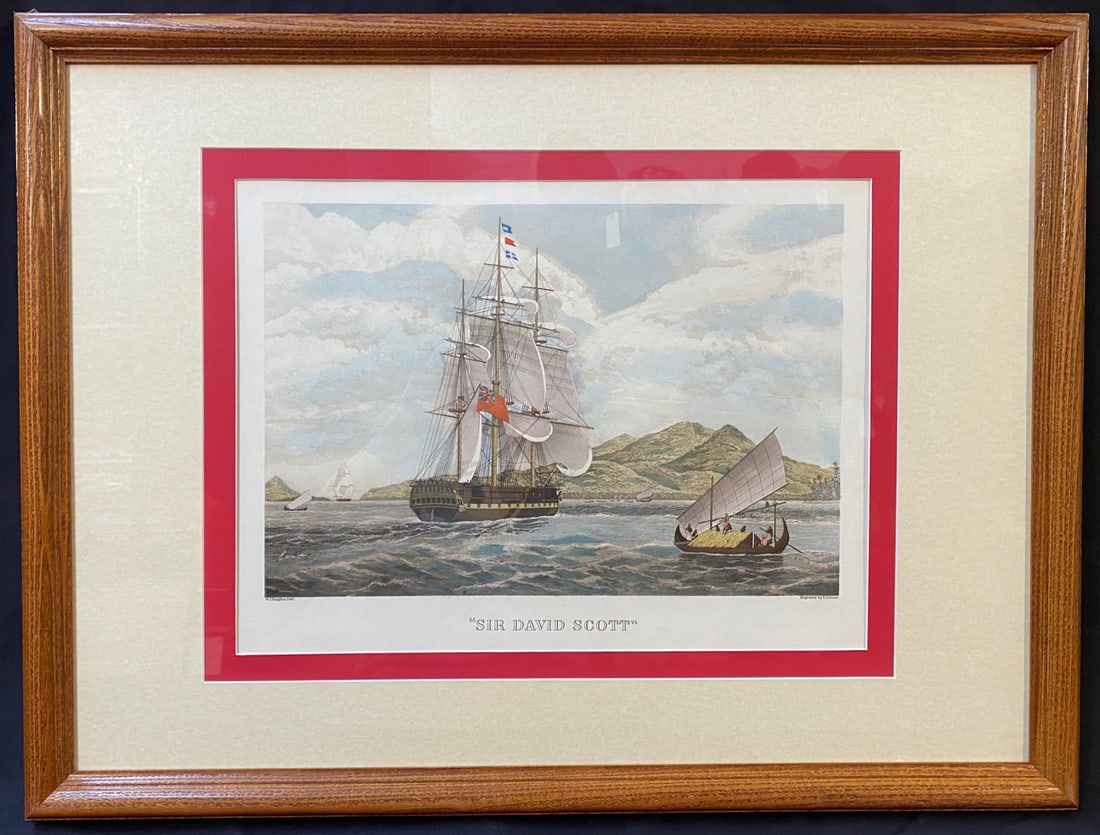 WILLIAM J. HUGGINS (1781-1845) ETCHING AND AQUATINT TITLED SIR DAVID SCOTT, 24.5IN x 32.5IN (62cm x: William J. Huggins (1781-1845) etching and aquatint shows full plate indents and was printed on either Whatman or similar cartridge cream stock paper. The engraving was originally published in 1833. T