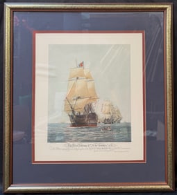 HAROLD WYLLIE (1880-1973) HAND COLORED ENGRAVING AFTER HAROLD WYLLIE PAINTING TITLED THE FIRST