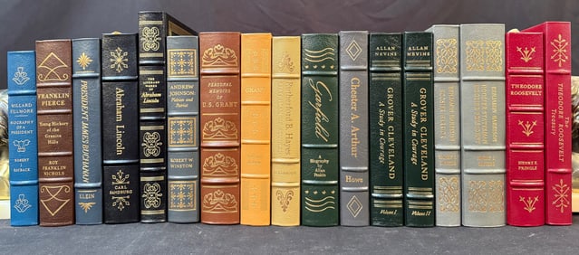 EASTON PRESS THE LIBRARY OF THE PRESIDENTS, 17 VOLUMES, FILLMORE TO ROOSEVELT