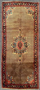 ANTIQUE PERSIAN KOLIAI HAND KNOTTED RUG, 4.9 x 11.0 (145cm x 335cm): Antique Persian Koliai rug was hand knotted of 100% wool with a cotton foundation and is 80+ years old. This rug has medium wool piles and is in excellent condition for its age. Beautiful colors with