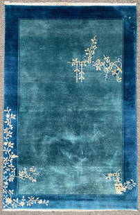 VINTAGE PEKING HAND KNOTTED RUG, 5.8 x 8.10 (173cm X 269cm): Vintage Peking rug was hand knotted in China of 100% natural wool on a cotton foundation. The rug is 50+ years old, has full wool piles and is in excellent condition for its age. Beautiful colors and