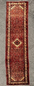 ANTIQUE PERSIAN HAMADAN HAND KNOTTED RUNNER, 2.10 x 10.8 (86cm x 325cm)