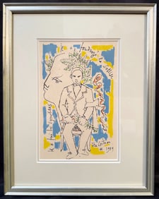 JEAN COCTEAU (1889-1963) SIGNED LIMITED EDITION LITHOGRAPH TITLED HEAD OF FAUN AND PORTRAIT OF