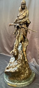 FREDERIC REMINGTON (1861-1909) BRONZE STATUE TITLED MOUNTAIN MAN, 12.5IN x 16IN x 27IN (32cm x 41cm