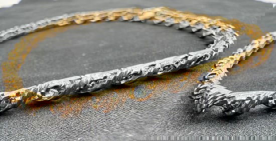 10K YELLOW GOLD, SAPPHIRE AND DIAMOND BRACELET