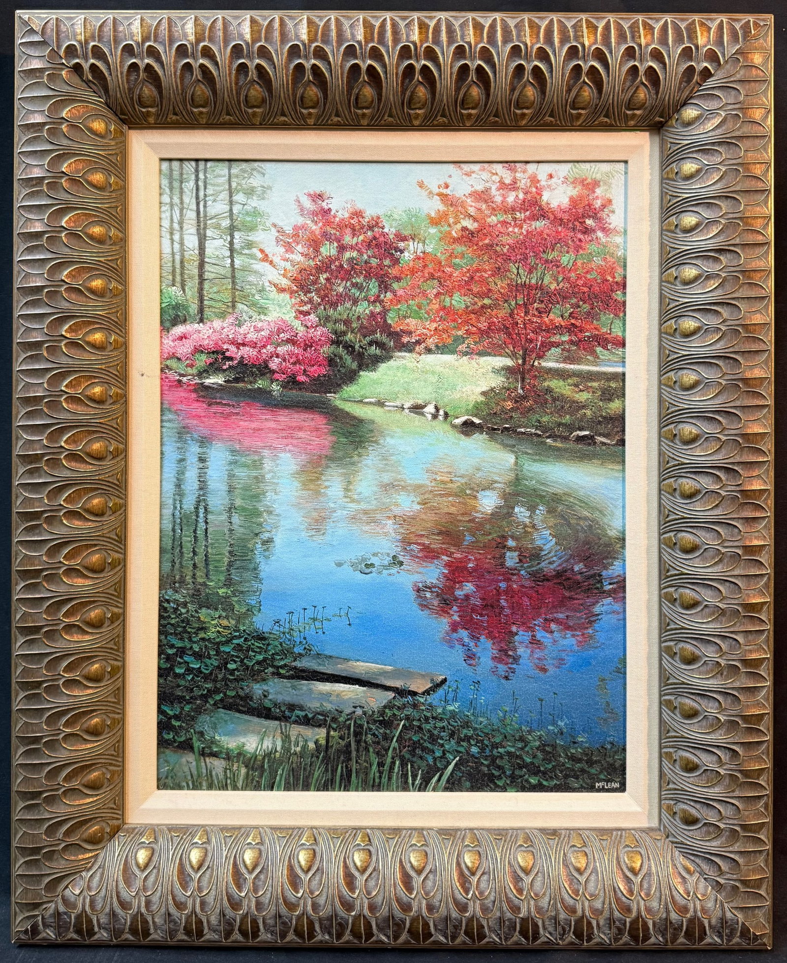 JOHN MCLEAN (1944) SIGNED GICLEE ON CANVAS, 22.0IN x 27.5IN (56cm x 70cm): John McLean (1944) signed giclee on canvas. This piece is signed by the artist in plate in the lower right. With frame, it measures 22.0 inches x 27.5 inches. This piece was acquired from a Virginia A