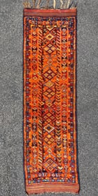 KURDISH HAND KNOTTED WOOL RUNNER, 3.5 x 10.0 (104cm x 305cm)