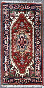 KAZAK HAND KNOTTED RUG, NEW, 2.0 x 4.0 (61cm x 122cm): Brand new Kazak rug was hand knotted in India of 100% natural wool on a cotton foundation. The rug has full wool piles and is new condition. It is made with excellent quality, nice and soft. This rug