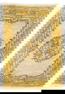 ASIAN HAND KNOTTED AUBUSSON RUG – 4.3 x 6.0 (130cm x 183cm): Aubusson Asian rug was hand knotted in China of 100% natural wool on a cotton foundation. The rug has very thick (1 inch) wool piles and is in excellent condition. Beautiful colors and made with excel