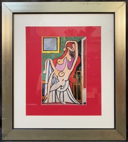 AFTER PABLO PICASSO (1881-1973) LITHOGRAPH TITLED LARGE NUDE IN A RED ARMCHAIR, 21.5IN x 24IN (55cm