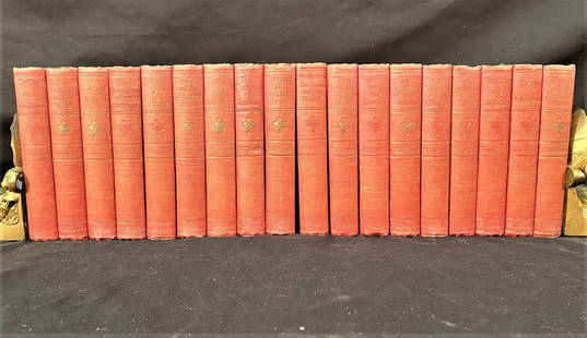 THE WORKS OF LOUISE MUHLBACH – 18 VOLUMES – 1905: 1905. New York. A. L. Fowle. 12 volume set. All volumes are in Very Good condition. All volumes are red cloth hardback with gold embossed title on the spine. No bookplates but all are marked by the pr