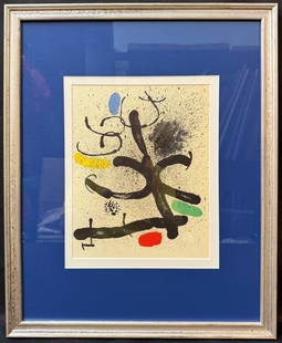 JOAN MIRO (1893-1983) ORIGINAL LIMITED-EDITION UNTITLED LITHOGRAPH, 1971, 17.5IN x 21.5IN (44cm x: Original, limited-edition untitled lithograph by celebrated Spanish artist Joan Miro (1893-1983). This piece is untitled, and it was produced in 1971 on Vellum paper in Paris by Gallery Maeght Paris,