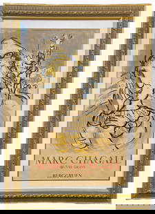 MARC CHAGALL (1887-1985) ORIGINAL MUSEUM EXHIBITION POSTER, 30IN x 42IN (76cm x 107cm): Marc Chagall (1887-1985) first edition lithograph Poster created for an exhibition of lithographs and engravings at the Berggruen Gallery in Paris. It was Published by Berggruen, Paris in 1967. Number