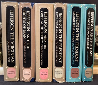 JEFFERSON AND HIS TIMES BY DUMAS MALONE, 6 VOLUMES, 1948-1977, 3 FIRST EDITIONS