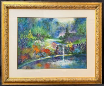 DIANE ANDERSON (20 th Century) ORIGINAL WATERCOLOR TITLED JOYFUL SPLASHES, 34IN x 41IN (86cm x