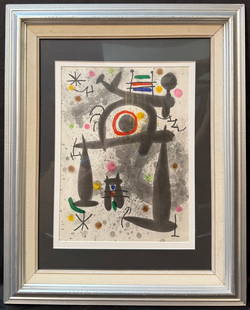 JOAN MIRO (1893-1983) ORIGINAL LIMITED-EDITION LITHOGRAPH, 20.0IN x 25.0IN (51cm x 64cm): Original, limited-edition lithograph by celebrated Spanish artist Joan Miro (1893-1983). This piece was produced in 1971 on Vellum paper in Paris by Gallery Maeght Paris, for Derriere le Mirior. With