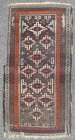 ANTIQUE PERSIAN BALOUCH HAND KNOTTED RUG, DISTRESSED, 3.3 x 6.5 (99cm x 196cm)