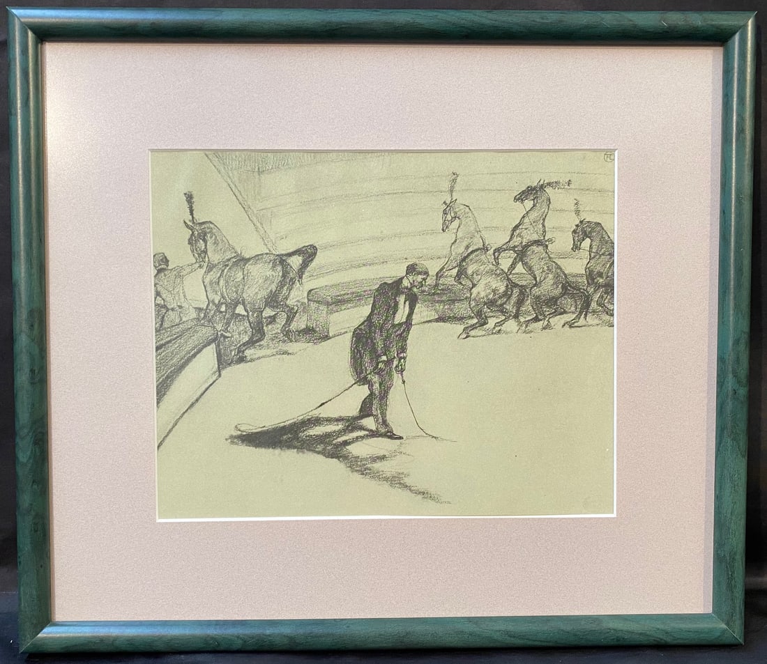 HENRI DE TOULOUSE-LAUTREC (1864-1901) LITHOGRAPH TITLED CHEVAUX EN LIBERTE, 11IN x 13IN (28cm x: Henri de Toulouse-Lautrec (1854-1901) limited edition lithograph titled Chevaux en Liberte (Horses Running Free), which is after the original which was painted in 1899. This piece was produced in 1953