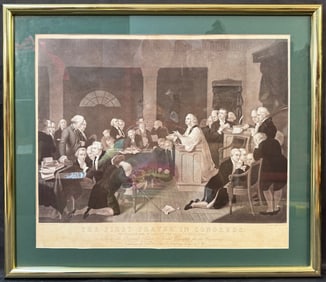 HENRY S. SADD (1811-1893) AFTER T.H. MATTESON PAINTING TITLED THE FIRST PRAYER IN CONGRESS, 24.5IN x
