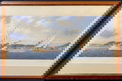 JOHN MORTON BARBER (1948) LIMITED EDITION, HAND SIGNED PRINT TITLED SUMMER BREEZES WITH COA, 23.5IN: Limited edition, hand signed print by celebrated Virginia artist John Morton Barber (1948) titled Summer Breezes. It is hand signed by the artist in pencil in the lower right corner, and it has JMB em