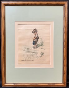JULES GEORGES REDON (1869-1943) ORIGINAL ETCHING AND AQUATINT TITLED NE BEUVEZ JAMAIS D’EAU, 20IN