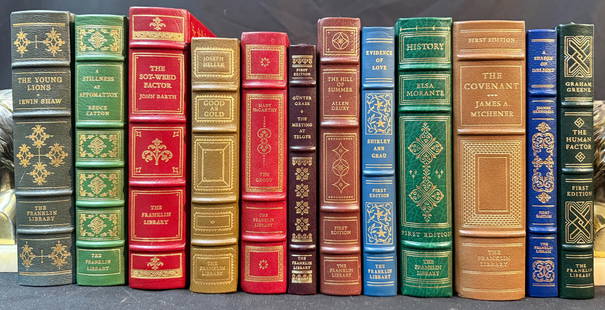 FRANKLIN LIBRARY FIRST EDITION BOOKS SERIES, 5 HAND SIGNED, 12 VOLUMES, 1980S: Philadelphia, PA. 1980s. A unique leatherbound collection of literature classics from the Franklin Library. These come from their First Edition Society series, consisting of 12 volumes. 5 volumes are