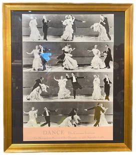 ORIGINAL ART EXHIBITION LITHOGRAPH FOR THE COSTUME INSTITUTE AT THE METROPOLITAN MUSEUM OF ART, 33IN: Original art exhibition lithograph for The Costume Institutes 1986 exhibition at The Metropolitan Museum of Art in New York City. It is matted and framed under glass in a simple, golden frame. It meas