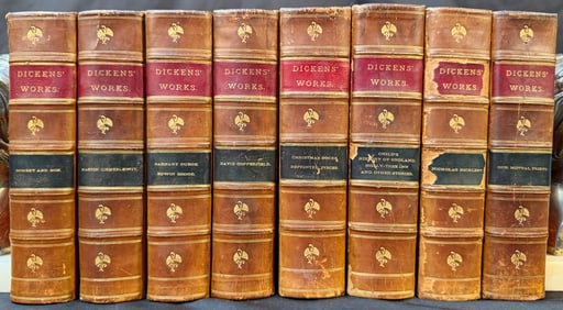 DICKENS WORKS, 8 VOLUMES, 1885