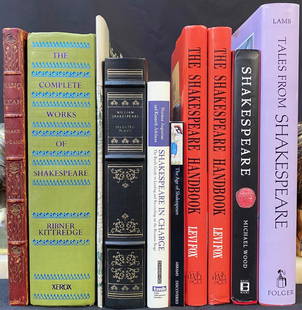 SHAKESPEARE BOOK SET, 10 VOLUMES: A collection of 10 books covering the life and works of William Shakespeare. It is actually 9 volumes because there is 2 of The Shakespeare Handbook. , , LOT REF #24-871