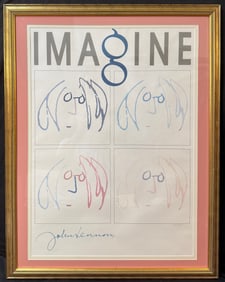 ORIGINAL JOHN LENNON LIMITED EDITION HAND SILK SCREENED LITHOGRAPH TITLED IMAGINE, 31IN x 40IN (79cm