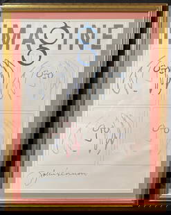 ORIGINAL JOHN LENNON LIMITED EDITION HAND SILK SCREENED LITHOGRAPH TITLED IMAGINE, 31IN x 40IN (79cm: Original John Lennon (1940-1980) limited edition, hand silk screened lithograph titled Imagine. It is a limited edition, it being 1307 of 5000. This piece is was produced in 1992 and is an authorized
