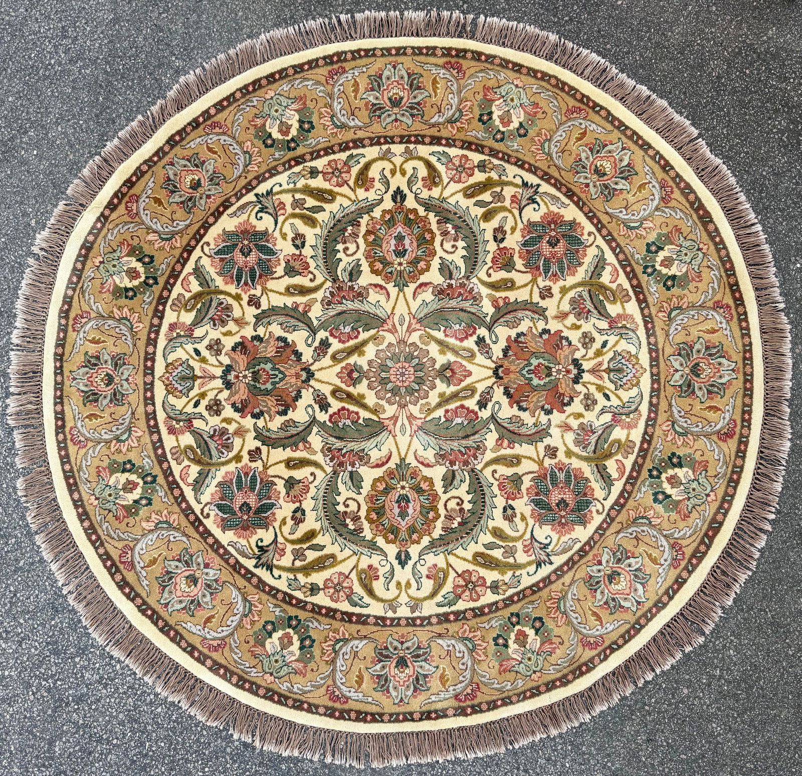ROUND MAHAL HAND KNOTTED RUG, 6.4 DIAMETER (193cm) (1 of 3)