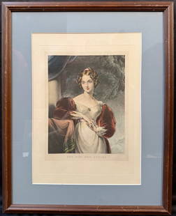 GEORGE HENRY PHILLIPS (1800-1852) ETCHING AND HAND COLORED AQUATINT TITLED THE HON. MRS. ASHLEY,: Etching and aquatint by George Henry Phillips of the portrait titled The Hon. Mrs. Ashley. It is after a painting by Sir Thomas Lawrence. This etching and hand colored aquatint is after a mezzotint ma