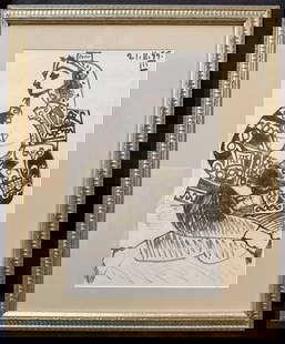 AFTER PABLO PICASSO (1881-1973) ORGINAL LITHOGRAPH TITLED JACQUELINE ROQUE, 18IN x 22IN (46cm x: After Pablo Picasso (1881-1973) original lithograph titled Jacqueline Roque. It is after the original which was drawn in 1955. This specific piece depicts a figure, often identified as Jacqueline Roqu