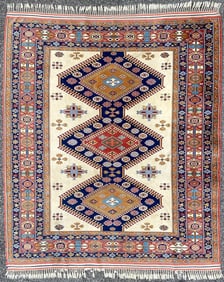 KAZAK CAUCASIAN HAND KNOTTED RUG, 7.1 x 8.4 (216cm x 254cm)