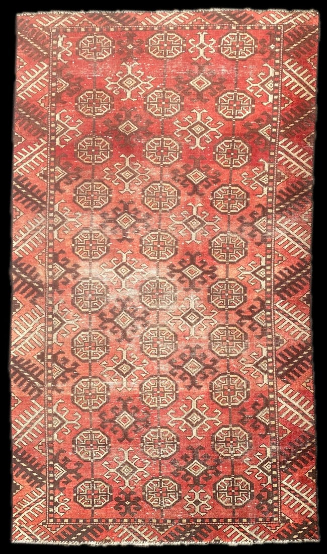 ANTIQUE BUKHARA HAND KNOTTED RUG, 3.9 x 6.6 (114cm x 198cm) (1 of 3)