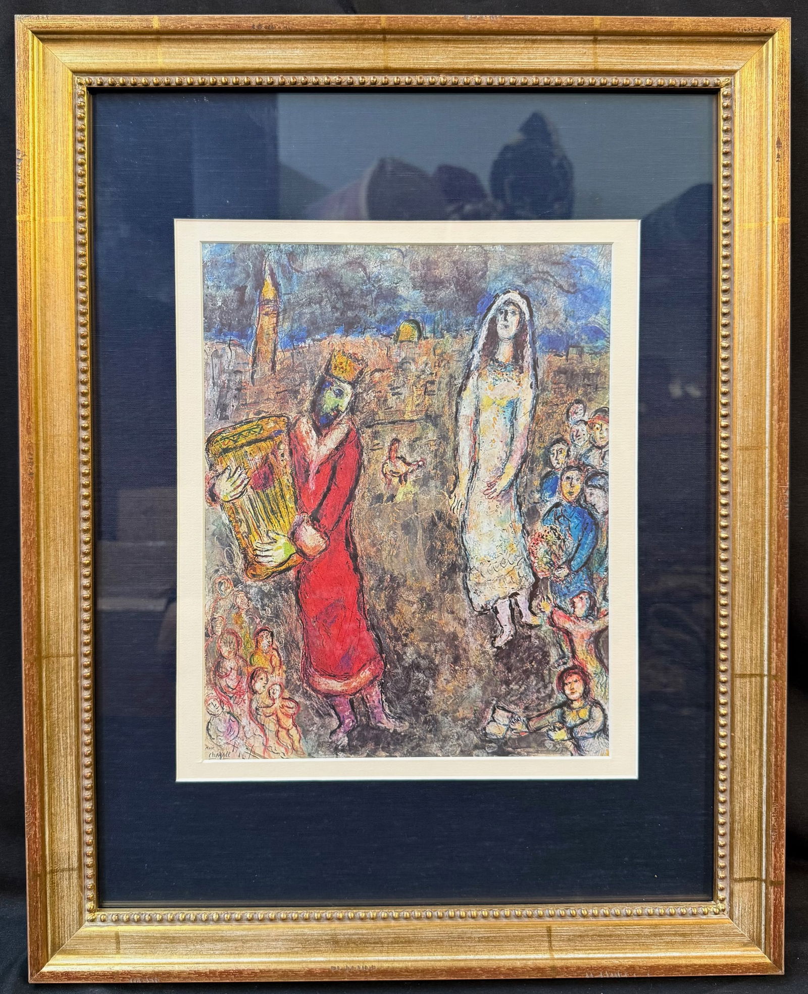 MARC CHAGALL (1887-1985) ORIGINAL LITHOGRAPH TITLED DAVID AT BETHSABEE, 1977, 17.5IN x 22IN (44cm x (1 of 3)