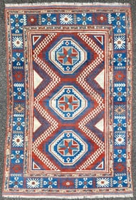 KAZAK CAUCASIAN HAND KNOTTED RUG, 6.1 x 9.2 (185cm x 279cm)