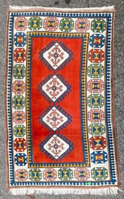 KAZAK CAUCASIAN HAND KNOTTED RUG, 4.7 x 7.8 (140cm x 234cm)