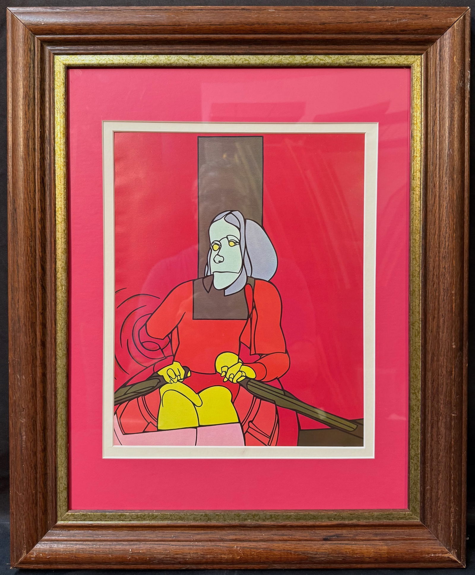 VALERIO ADAMI (1935) ORIGINAL LITHOGRAPH TITLED THE MOON’S KISS, 18IN x 22IN (56cm x 66cm): Valerio Adami (1935) original lithograph titled Le Rameur, or The Oarsman. This piece is after the original that was painted in 1980 and was used for a poster for an exhibition at Gallery Maeght in 19