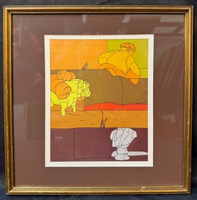 VALERIO ADAMI (1935) ORIGINAL LITHOGRAPH TITLED TRILOGIA, 19IN x 19IN (48cm x 48cm)