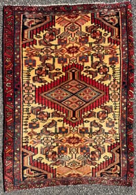 ANTIQUE PERSIAN HAMADAN HAND KNOTTED RUG, 2.3 x 3.1 (69cm x 94cm)
